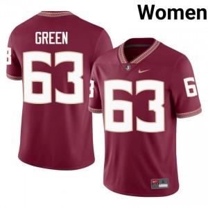 FSU Noles Jakobe Green #63 Garnet Jersey | Fresh Embroidery High School Football Women Apparel 41361710