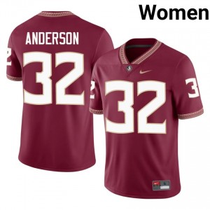 FSU Noles Jalen Anderson #32 Garnet Jersey | Durable Embroidery University Football Women Apparel 24128190