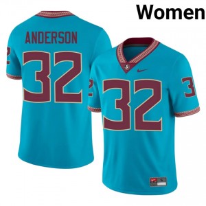 Turquoise Jalen Anderson #32 Seminoles Jersey | Women NCAA Football Essential Swen 38612752