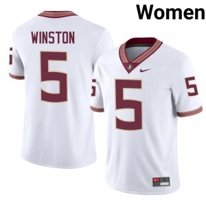 FSU Noles Jameis Winston #5 White Jersey | Premium Stitched NCAA Football Women Apparel 91799400