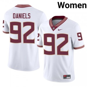 #92 Judah Daniels FSU Seminoles White Jersey | Licensed Stitched Women High School Football Gear 92189132