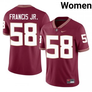 Garnet Luke Francis Jr. #58 FSU Seminoles Jersey | Women College Football Pro-Grade Embroidery 80025718