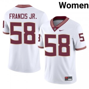 Luke Francis Jr. #58 Seminoles Jersey | Genuine White NCAA Football Women Stitched 47924082