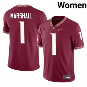 #1 Malachi Marshall FSU Seminoles Garnet Jersey | Iconic Embroidery Women College Football Gear 10478592