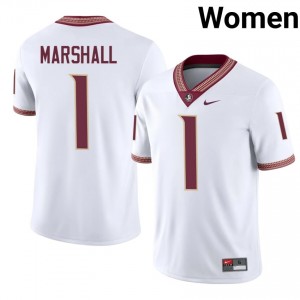 White Malachi Marshall #1 Seminoles Jersey | Women NCAA Football Essential Stitched 31176856