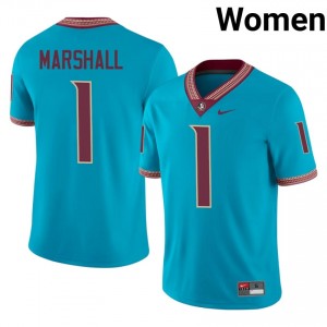 Malachi Marshall #1 Florida State Seminoles Jersey | Alumni Turquoise Player Football Women Stitch 25149357