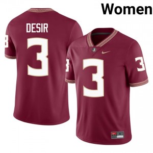 Garnet Mandrell Desir #3 Seminoles Jersey | Women University Football Top-Tier Embroidery 70256878