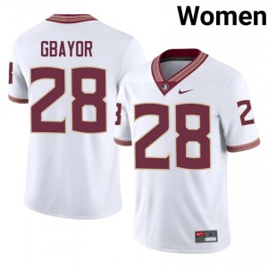 White Mikai Gbayor #28 FSU Seminoles Jersey | Women High School Football Limited Stitched 86638738