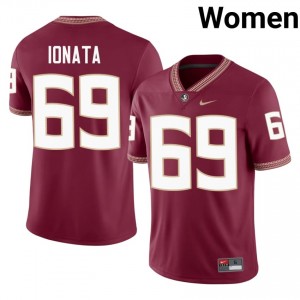 #69 Mike Ionata FSU Seminoles Garnet Jersey | Authentic Embroidery Women Player Football Gear 10345047