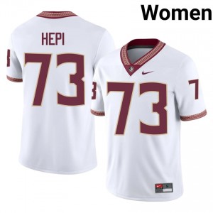 #73 Nikau Hepi FSU White Jersey | Iconic Stitched Women College Football Gear 36290147