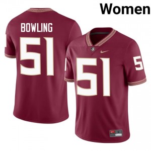 Garnet Paul Bowling #51 Seminoles Jersey | Women University Football Top-Tier Embroidery 45985992