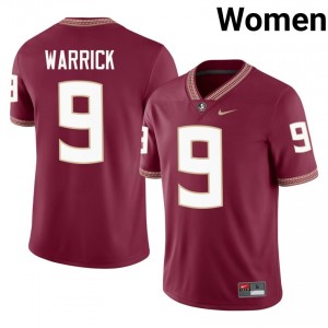 Peter Warrick #9 Seminoles Jersey | Alumni Garnet Player Football Women Embroidery 43810736
