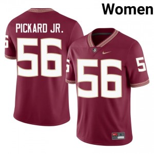 #56 Steven Pickard Jr. FSU Garnet Jersey | Pro Cut Embroidery Women NCAA Football Gear 68417322