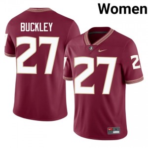 #27 Terrell Buckley FSU Seminoles Garnet Jersey | Iconic Embroidery Women College Football Gear 76811337
