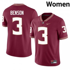 #3 Trey Benson FSU Garnet Jersey | Authentic Embroidery Women Player Football Gear 84238224