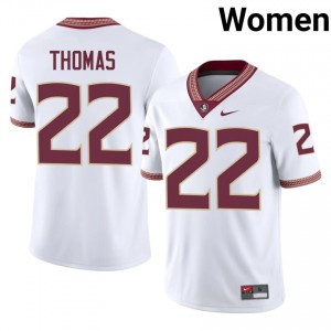 #22 Zae Thomas FSU Seminoles White Jersey | Licensed Stitched Women High School Football Gear 41625711