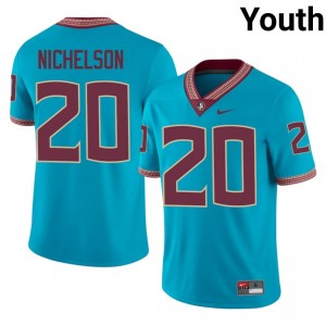 Turquoise Blake Nichelson #20 FSU Seminoles Jersey | Youth Player Football Classic Swen 10339928