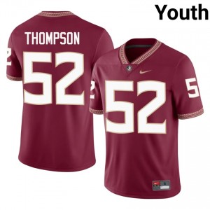 #52 Chavez Thompson FSU Seminoles Garnet Jersey | Authentic Embroidery Youth Player Football Gear 42966902