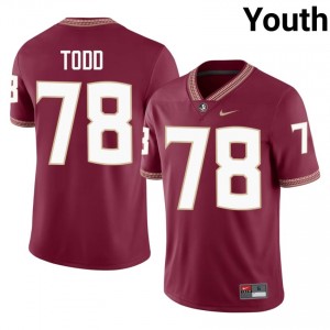#78 Jayden Todd FSU Seminoles Garnet Jersey | Officially Licensed Embroidery Youth University Football Gear 13823996