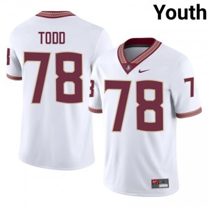 White Jayden Todd #78 Seminoles Jersey | Youth College Football Pro-Grade Stitched 60333572