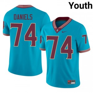 #74 Jonathan Daniels FSU Seminoles Turquoise Jersey | Licensed Stitch Youth High School Football Gear 98895153