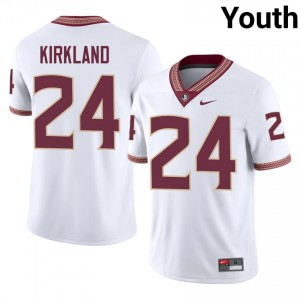 #24 K.J. Kirkland FSU Seminoles White Jersey | Authentic Stitched Youth Player Football Gear 16965441