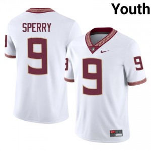 White Kevin Sperry #9 FSU Seminoles Jersey | Youth High School Football Limited Stitched 25388171
