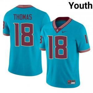 #18 Landen Thomas FSU Turquoise Jersey | Licensed Stitch Youth High School Football Gear 25219462