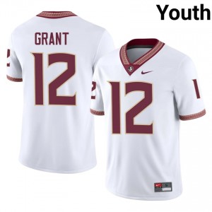 FSU Noles Michael Grant #12 White Jersey | Premium Stitched NCAA Football Youth Apparel 41561907