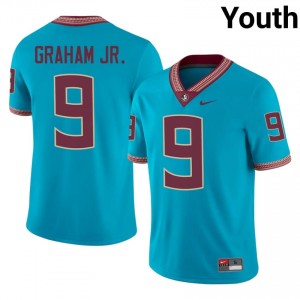 FSU Noles Omar Graham Jr. #9 Turquoise Jersey | Fresh Swen High School Football Youth Apparel 78847632