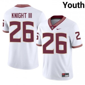 White Ricky Knight III #26 Seminoles Jersey | Youth NCAA Football Essential Stitched 83984987