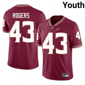 Trent Rogers #43 Seminoles Jersey | Elite Thread Garnet University Football Youth Embroidery 43412624