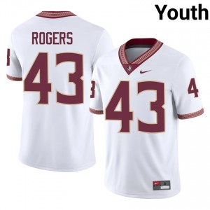 FSU Noles Trent Rogers #43 White Jersey | Exclusive Stitched College Football Youth Apparel 60977358