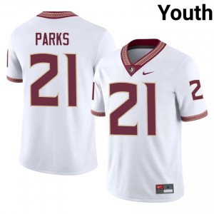 White Zay Parks #21 FSU Seminoles Jersey | Youth College Football Pro-Grade Stitched 43133283