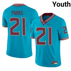 Zay Parks #21 Seminoles Jersey | Genuine Turquoise NCAA Football Youth Stitch 27806270