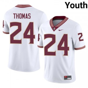 Amari Thomas #24 Seminoles Jersey | Moisture Wicking White High School Football Youth Stitched 66182225