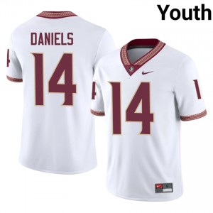 #14 Ashton Daniels FSU White Jersey | Licensed Stitched Youth High School Football Gear 13996298