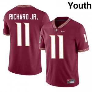 #11 CJ Richard Jr. FSU Seminoles Garnet Jersey | Iconic Embroidery Youth College Football Gear 70099432