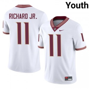 White CJ Richard Jr. #11 Seminoles Jersey | Youth NCAA Football Essential Stitched 19943794