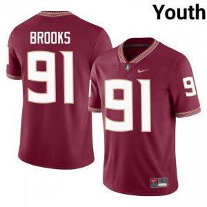 Garnet Cam Brooks #91 Seminoles Jersey | Youth NCAA Football Essential Embroidery 32702608