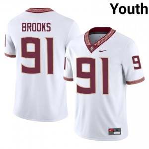 Cam Brooks #91 Florida State Seminoles Jersey | Alumni White Player Football Youth Stitched 22087943