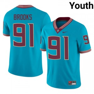 Florida State Cam Brooks #91 Turquoise Jersey | Fresh Swen High School Football Youth Apparel 62628802