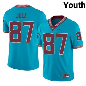 #87 Carter Jula FSU Seminoles Turquoise Jersey | Pro Cut Stitch Youth NCAA Football Gear 84517443