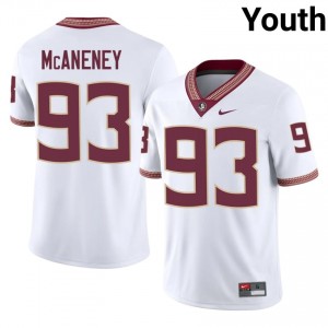 #93 Conor McAneney FSU White Jersey | Iconic Stitched Youth College Football Gear 88174144