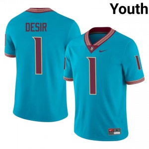 #1 Darryll Desir FSU Turquoise Jersey | Pro Cut Stitch Youth NCAA Football Gear 33405271