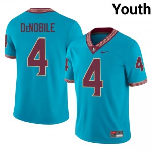 #4 Dean DeNobile FSU Seminoles Turquoise Jersey | Authentic Stitch Youth Player Football Gear 90376440