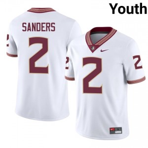 FSU Noles Deion Sanders #2 White Jersey | Durable Stitched University Football Youth Apparel 90569952