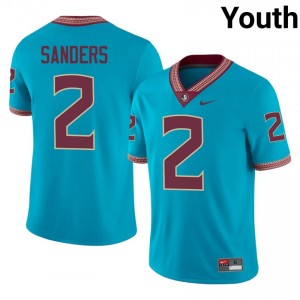 #2 Deion Sanders FSU Seminoles Turquoise Jersey | Iconic Stitch Youth College Football Gear 79079762