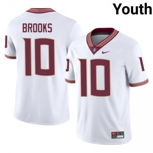 White Derrick Brooks #10 Seminoles Jersey | Youth Player Football Classic Stitched 61197756