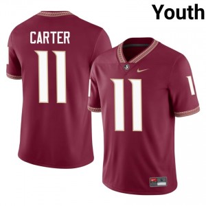 FSU Noles Devin Carter #11 Garnet Jersey | Premium Embroidery NCAA Football Youth Apparel 30565141